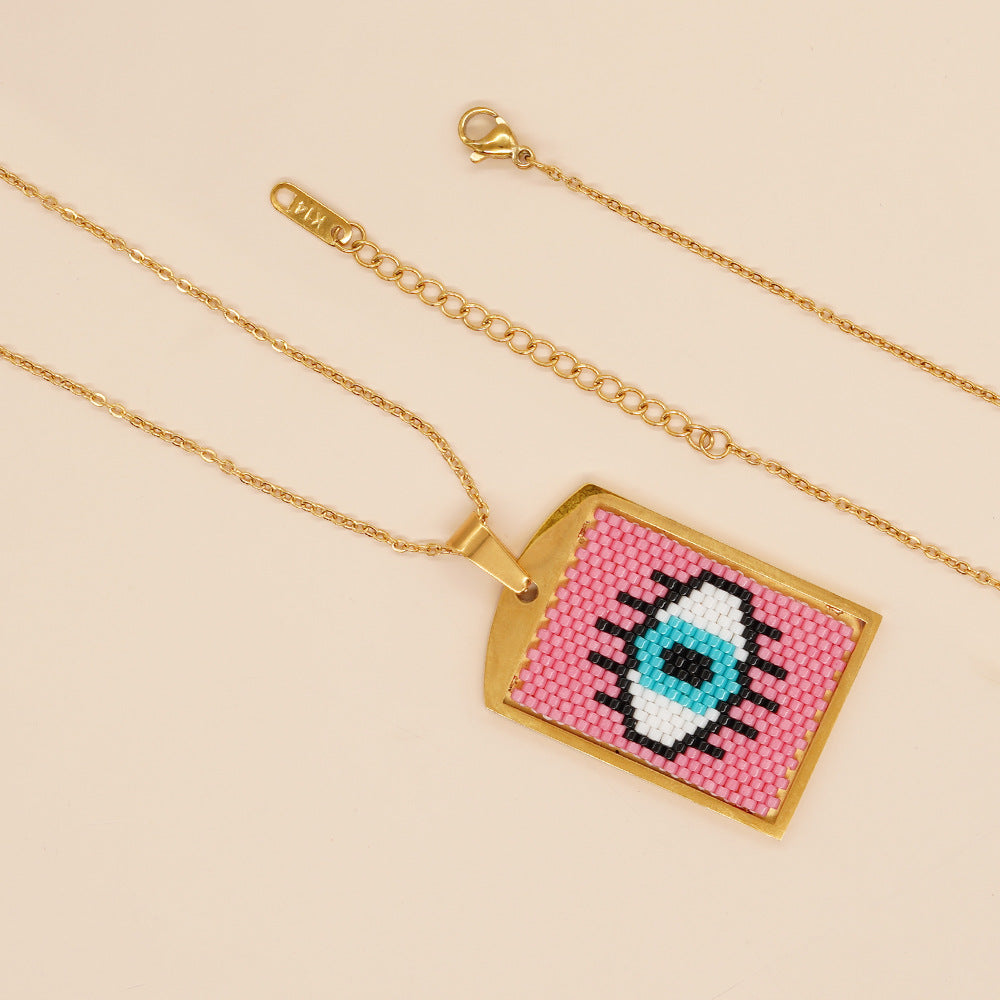 Wholesale Palm Eye Heart Stainless Steel Necklace